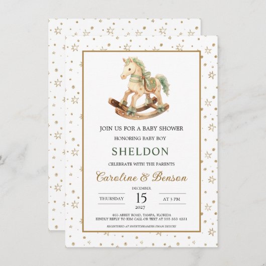 Baby shower van Rocking Horse Kaart (Voorkant / Achterkant)