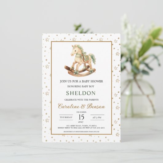 Baby shower van Rocking Horse Kaart (Staand voorkant)