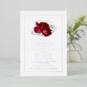 Baby shower van rode en zilveren  Rozen Folie Uitnodiging (Staand Voorkant)