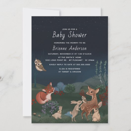 Baby shower van roestdierentuin kaart (Voorkant)
