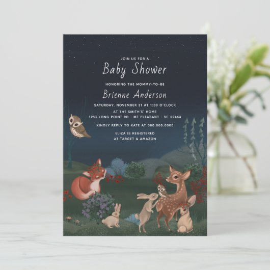 Baby shower van roestdierentuin kaart (Staand voorkant)