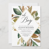 Baby shower van roestvrijbladjongen kaart (Voorkant)