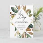 Baby shower van roestvrijbladjongen kaart (Staand voorkant)