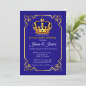 Baby shower van Royal Blue en Gold Prince Kaart (Staand voorkant)