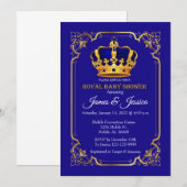 Baby shower van Royal Blue en Gold Prince Kaart (Voorkant / Achterkant)