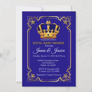 Baby shower van Royal Blue en Gold Prince Kaart