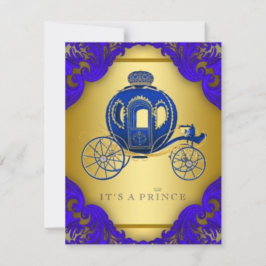 Baby shower van Royal Blue en Gold Prince Kaart (Voorkant)