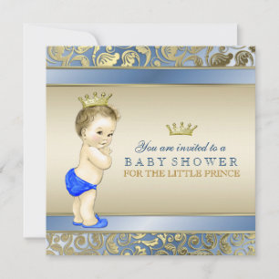 Baby shower van Royal Blue en Gold Prince Kaart