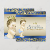 Baby shower van Royal Blue en Gold Prince Kaart (Voorkant / Achterkant)