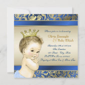 Baby shower van Royal Blue en Gold Prince Kaart (Achterkant)