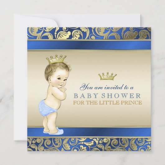 Baby shower van Royal Blue en Gold Prince Kaart (Voorkant)