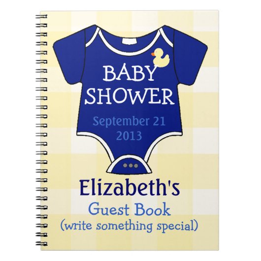 Baby shower van Royal Blue en Yellow Gingham Notitieboek (Voorkant)