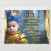 Baby shower van Royal Blue Gold Crown Drapes Princ Kaart (Achterkant)