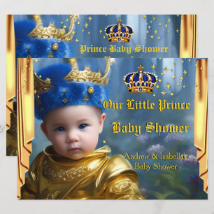 Baby shower van Royal Blue Gold Crown Drapes Princ Kaart