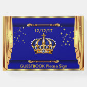 Baby shower van Royal Blue Gold Drapes Prince Gastenboek (Achterkant)
