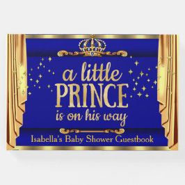 Baby shower van Royal Blue Gold Drapes Prince Gastenboek