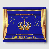 Baby shower van Royal Blue Gold Drapes Prince Gastenboek (Achterkant)