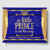 Baby shower van Royal Blue Gold Drapes Prince Gastenboek (Voorkant)