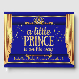 Baby shower van Royal Blue Gold Drapes Prince Gastenboek