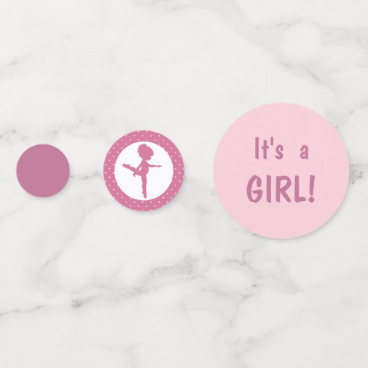 Baby shower van roze Ballerina Confetti (Voorkanten)