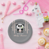 Baby shower van Roze Bamboo Panda Papieren Bordje (Feest)