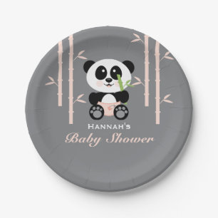 Baby shower van Roze Bamboo Panda Papieren Bordje