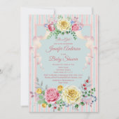 Baby shower van roze blauwe Floral Kaart (Voorkant)