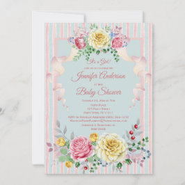 Baby shower van roze blauwe Floral Kaart