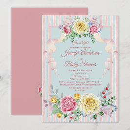 Baby shower van roze blauwe Floral Kaart