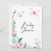 Baby shower van roze blauwe vlindervlinder kaart (Achterkant)