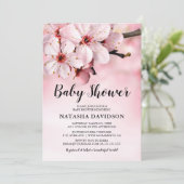 Baby shower van roze bloesem kaart (Staand voorkant)