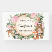 Baby shower van roze bosbossen spandoek (Horizontaal)