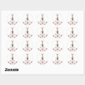 Baby shower van roze en bruine Giraffe Ronde Sticker (Vel)