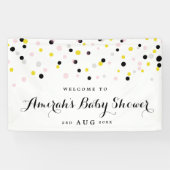 Baby shower van roze en gele Confetti poka Dots Spandoek (Horizontaal)
