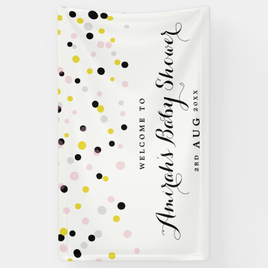 Baby shower van roze en gele Confetti poka Dots Spandoek (Verticaal)