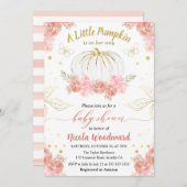 Baby shower van roze en goudflessen kaart (Voorkant / Achterkant)