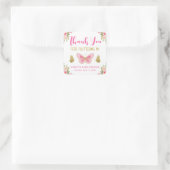 Baby shower van roze en goudvlinder vierkante sticker (Tas)