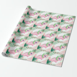 Baby shower van Roze en Groene Meisjes Dinosaur Cadeaupapier