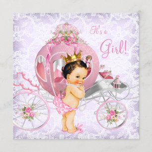 Baby shower van Roze en Paarse prinses Kaart