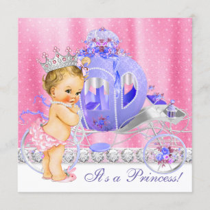 Baby shower van Roze en Paarse prinses Kaart