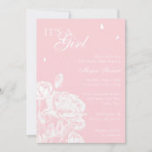 Baby shower van roze en witte vlindervlinder kaart (Voorkant)