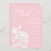 Baby shower van roze en witte vlindervlinder kaart (Voorkant / Achterkant)