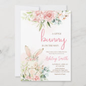 Baby shower van roze Floral Bunny Rabbit Kaart (Voorkant)