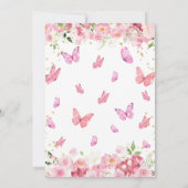 Baby shower van roze Floral Butterfly Kaart (Achterkant)