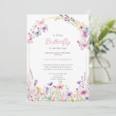 Baby shower van roze Floral Butterfly Kaart (Staand voorkant)