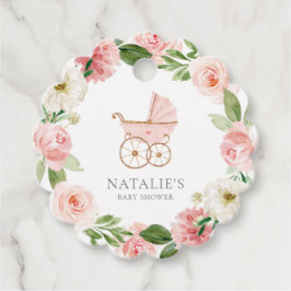 Baby shower van roze Floral Girl Bedankjes Labels