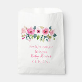 Baby shower van roze Floral Girl Bedankzakje