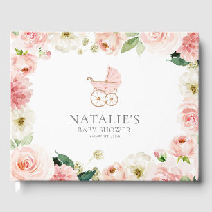 Baby shower van roze Floral Girl Gastenboek