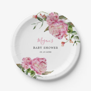 Baby shower van roze Floral Girl Papieren Bordje