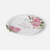 Baby shower van roze Floral Girl Papieren Bordje (Gekanteld)